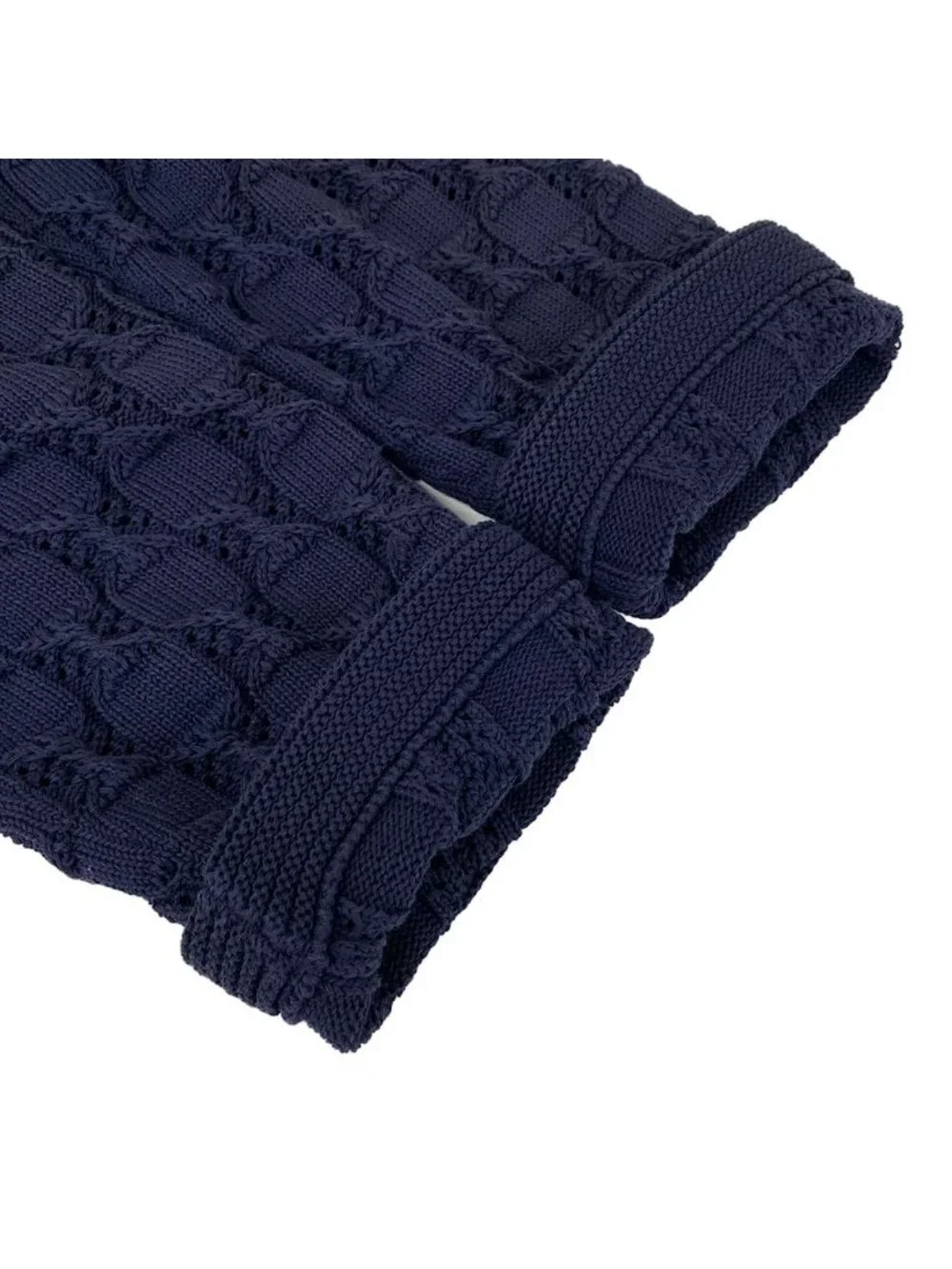 Chanel Cardigan M Navy Long Sleeve Cotton